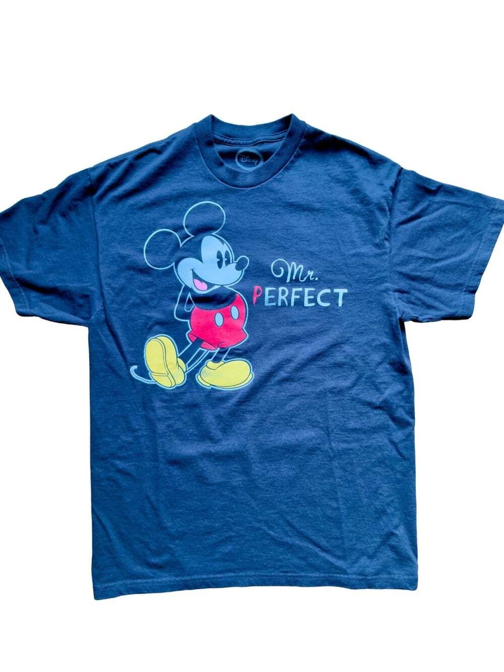 Disney Mickey Mouse T Shirt Mens Large Black Mr Perfect Graphic Logo Cartoon